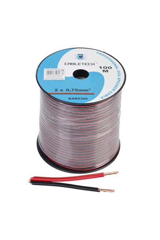 CCA Speaker Cable 2x0.75mm 100m Red/Black