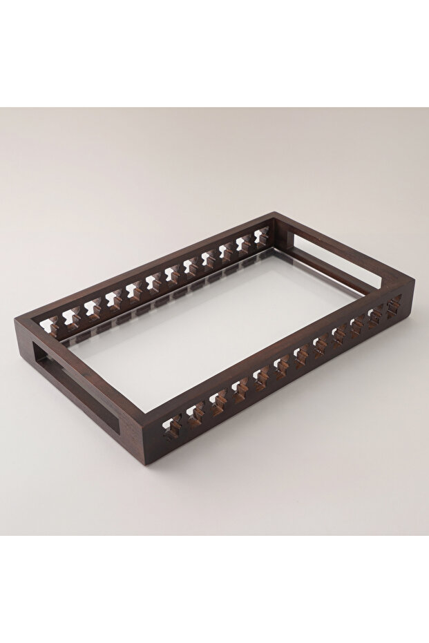 صينية تقديم مستطيلة من مجموعة روشن، بني، 40 × 24 × 4 سم - 1