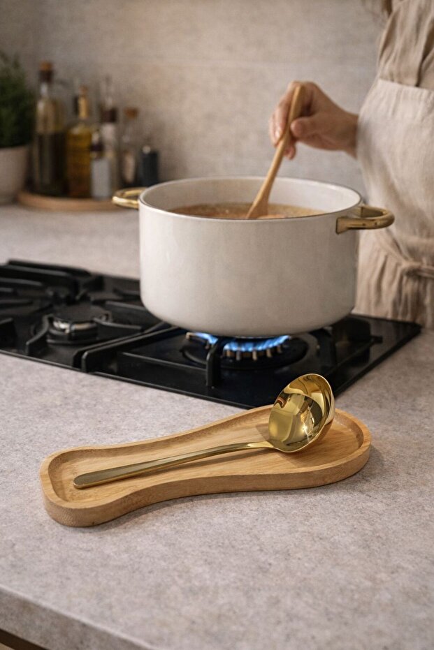 Bamboorest Bamboo Spoon Rest | Natural Wooden Spoon and Ladle Rest Stand