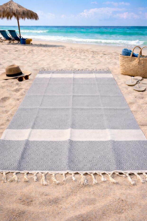 1 Piece 100X180 cm Natural Pestemal 100% Cotton Diamond Pattern Beach Pool Hammam Spa Bath Towel Fringed Gray