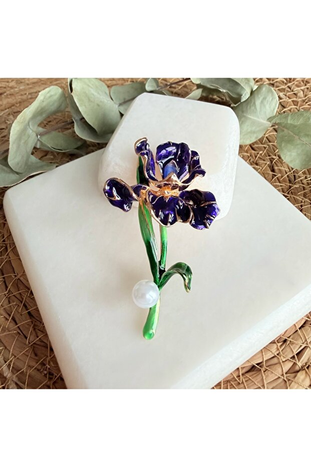 Mor Süsen Çiçeği Broş - 1