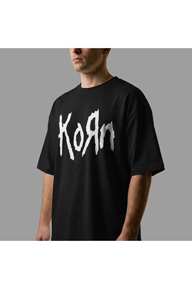 Korn Logo Oversize Tişört - 8