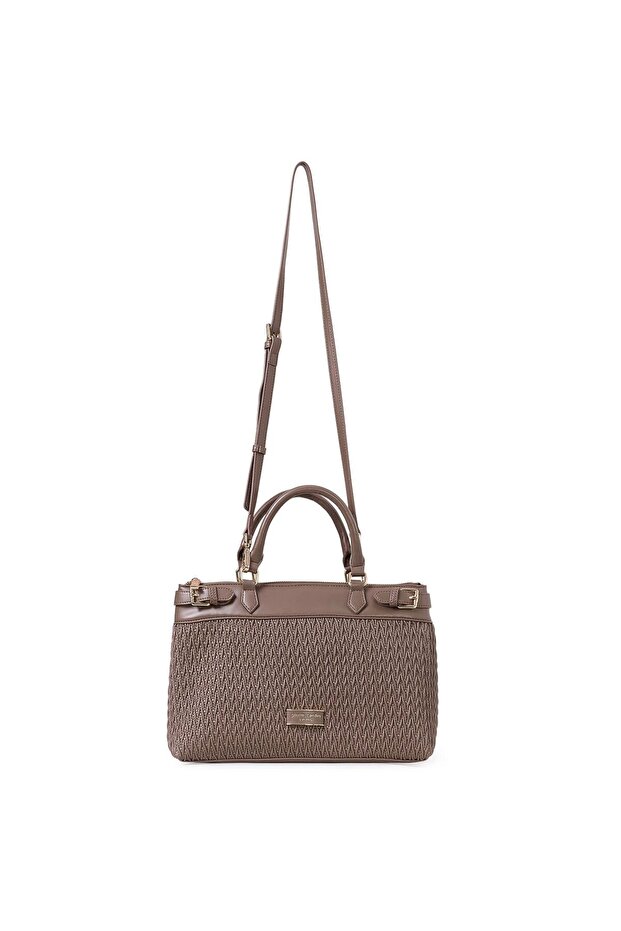 Dark Mink Women's Shoulder Bag with Zipper Closure, Adjustable Detachable Strap and Internal Pocket