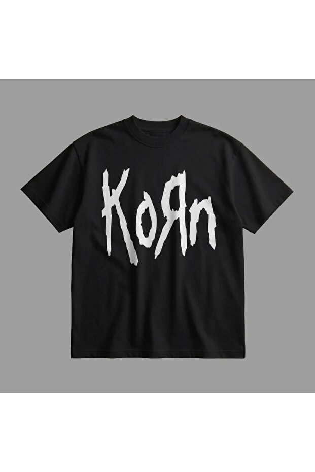 Korn Logo Oversize Tişört - 4