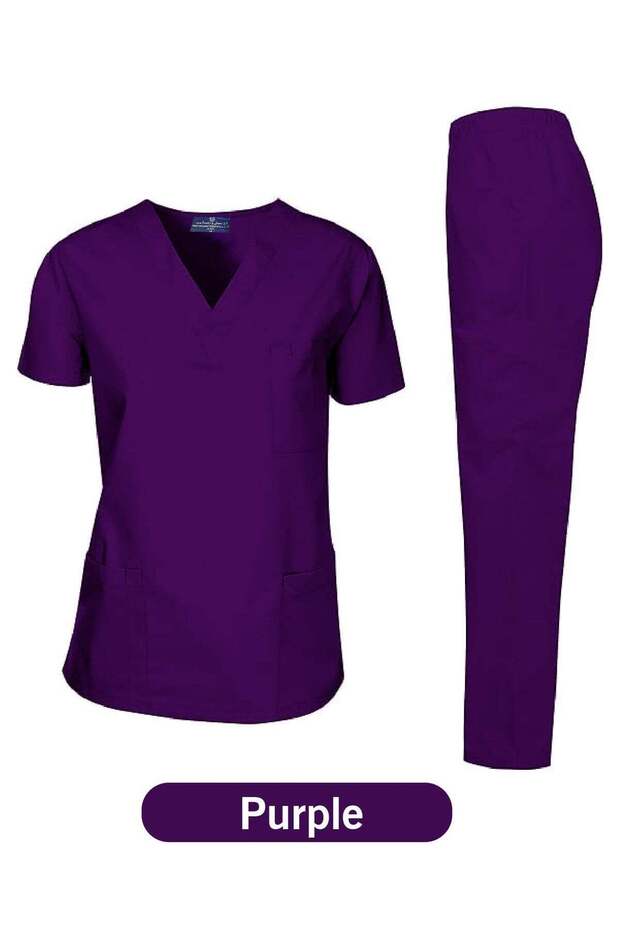 Scrubs Medical Uniform Unisex Top and Pants Purple Color