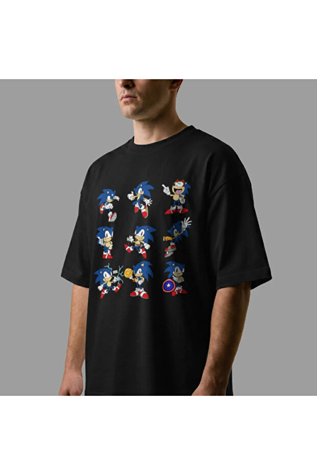 Sonic Poses Oversize Tişört - 8
