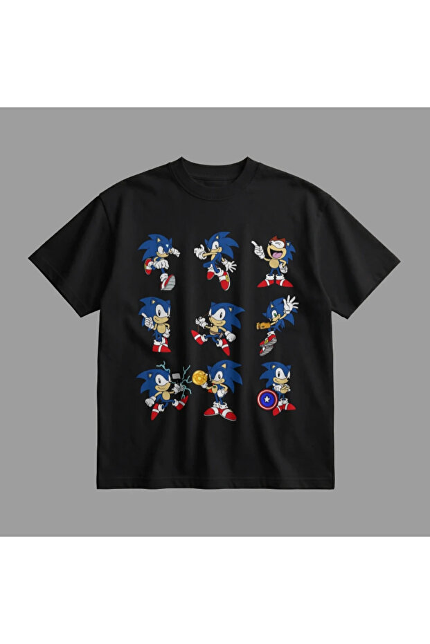 Sonic Poses Oversize Tişört - 4