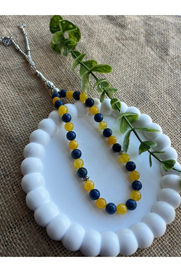 Taraftar Doğaltaş Tesbih Fenerbahçe Lapis Calcite 8 mm