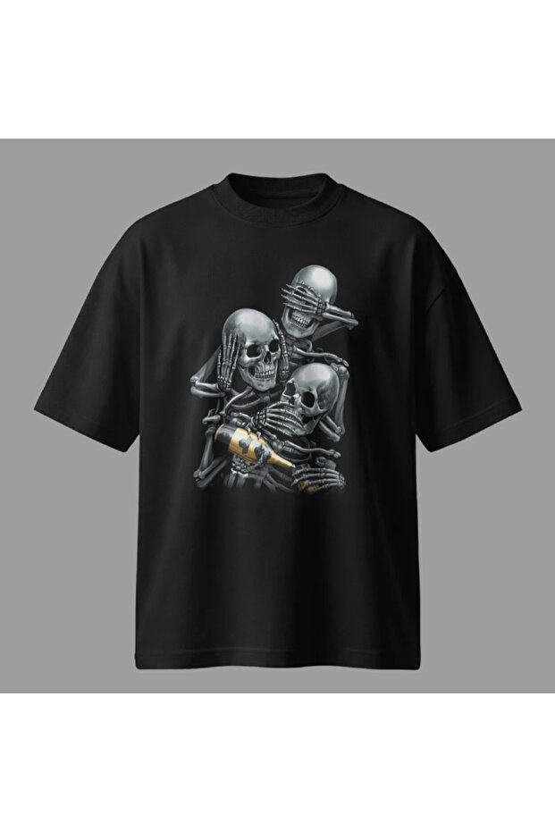 Три черепахи-мавпи Oversize Tişört - 2