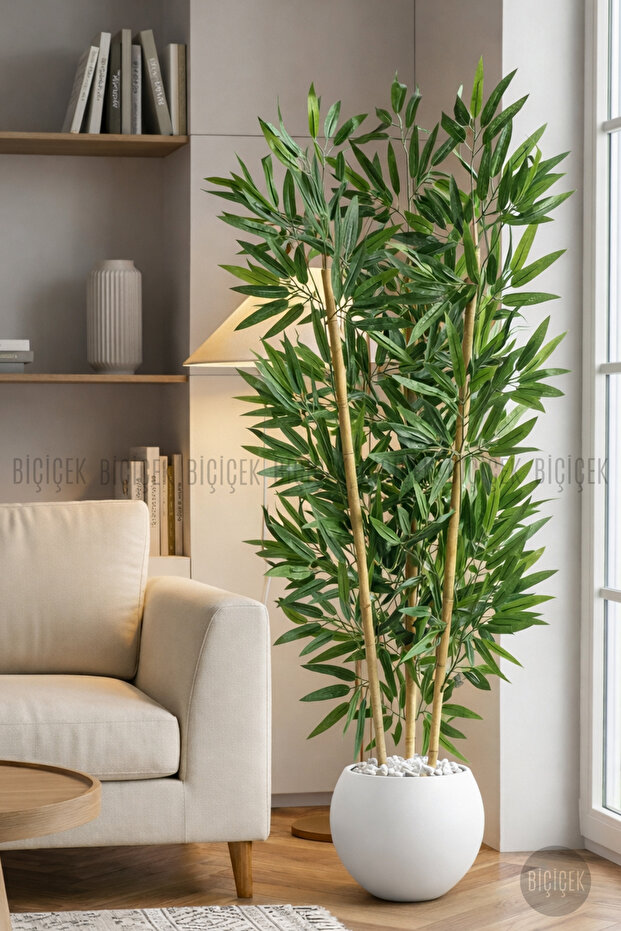125CM YAPAY BAMBU AĞACI KÜRE SAKSIDA - 3