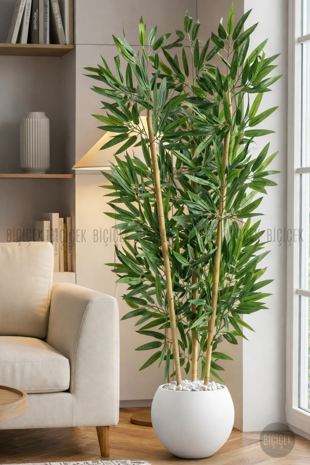 125CM YAPAY BAMBU AĞACI KÜRE SAKSIDA - 2