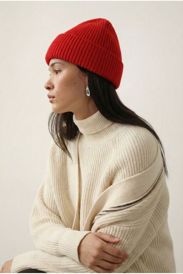 Unisex Fitilli Yumuşak Basic Bere - 1