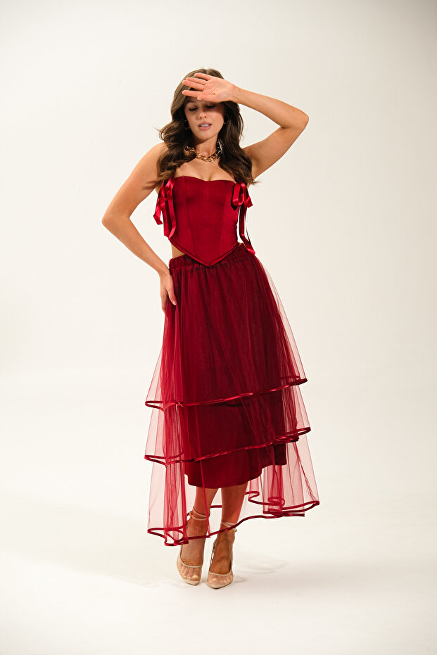 Long Tulle Skirt with Long Lining and Bias Binding at the Hem