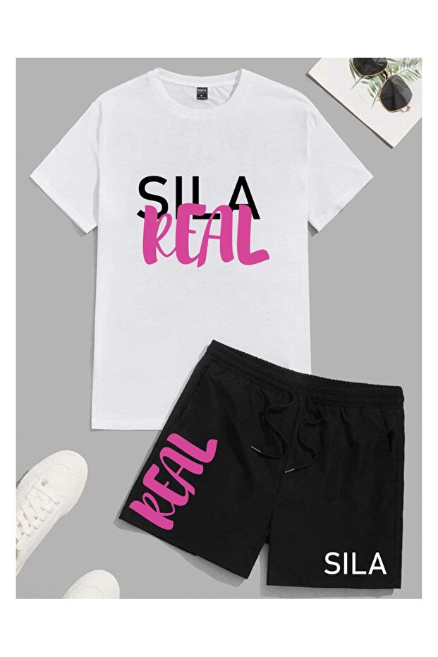 - Tshirt and Shorts Set, Lace-Up Printed