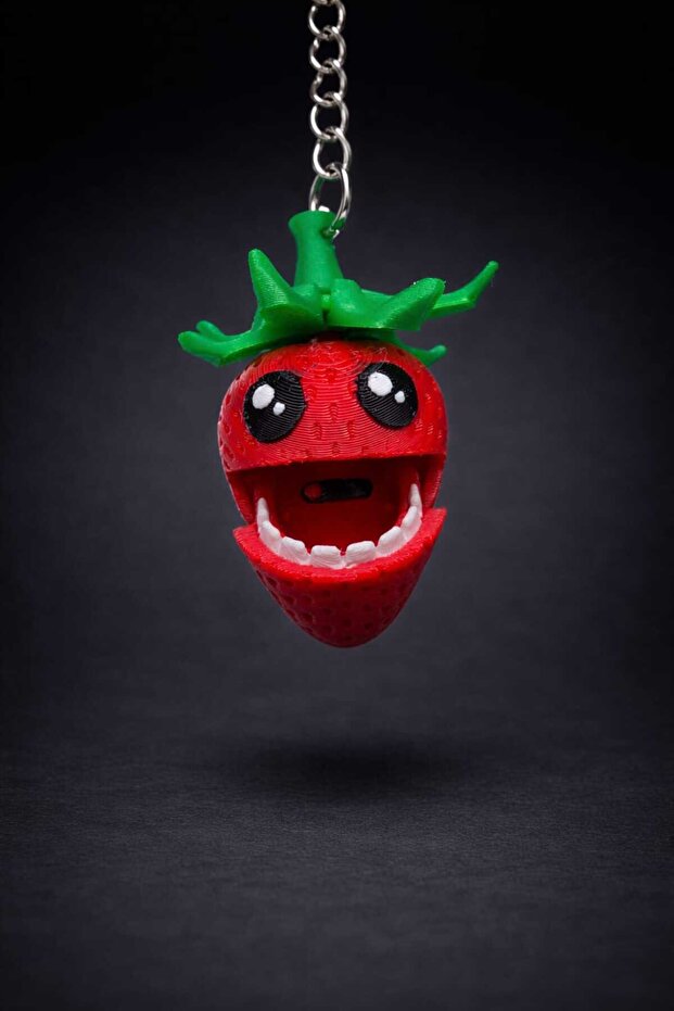 Strawberry Keychain with Moving Mouth Bag Ornament Charm Accessory