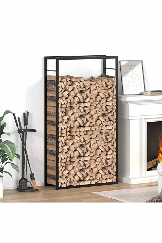 Firewood Rack Matt Black 80x28x154 cm Steel