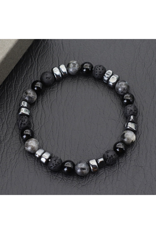 blackflash Premium Man Bracelet Irregular Hematite Healing Braslet Natural Lava Tiger Eyes Braclet M