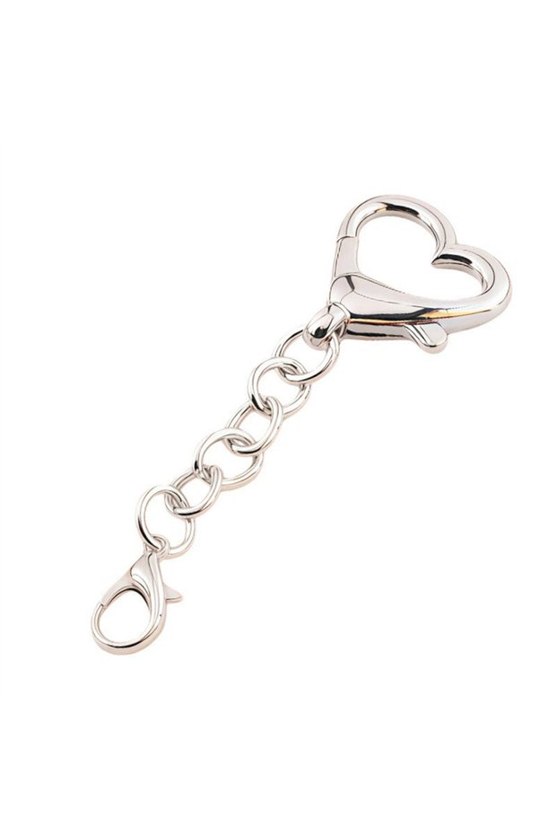 style 2 10Pcs/pack Fashion Alloy Heart Keychain Keyring Pendant Heart Shaped Clasp For DIY Jewelry D