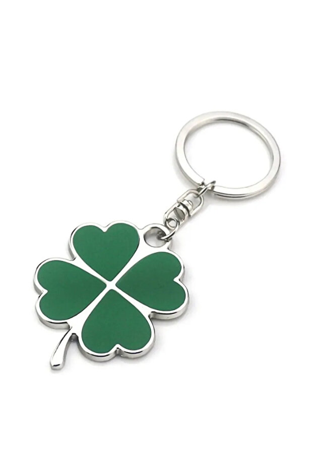 1 Fashion Creative Green Leaf Keychain Exquisite Four-leaf Clover Lucky Key Ring Simple New Niche D.