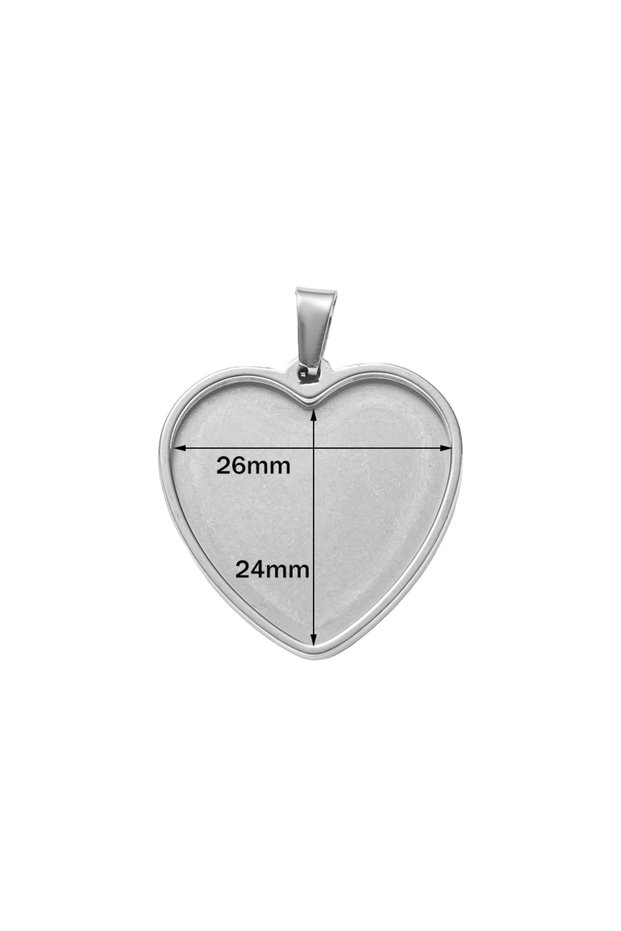 Steel 24x26mm 5pcs Stainless Steel Heart Blank Pendant Trays Bezel Charms Bulk for Homemade Necklace