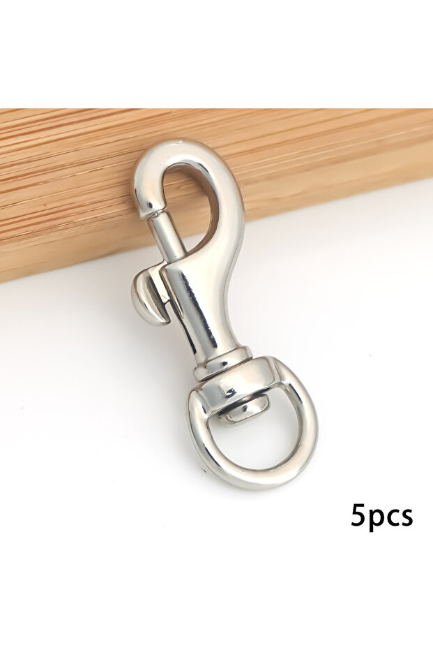 Silver 5pcs Metal Swivel Snap Hook Shoulder Bag Chain Rings Hook Replacement Keychain Lanyard Hook