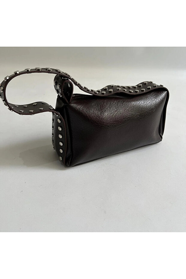 Women's Hand and Shoulder Bag with Strap and Staple Detail