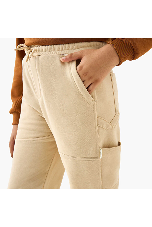 بنطال رياضي سادة مع رباط إغلاق وجيوب - 4