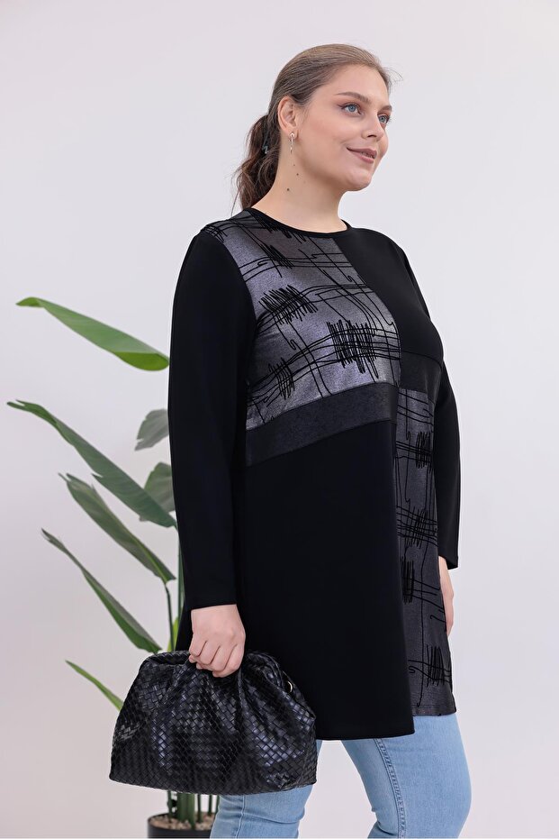 Plus Size Silver Detailed Tunic Blouse - 6