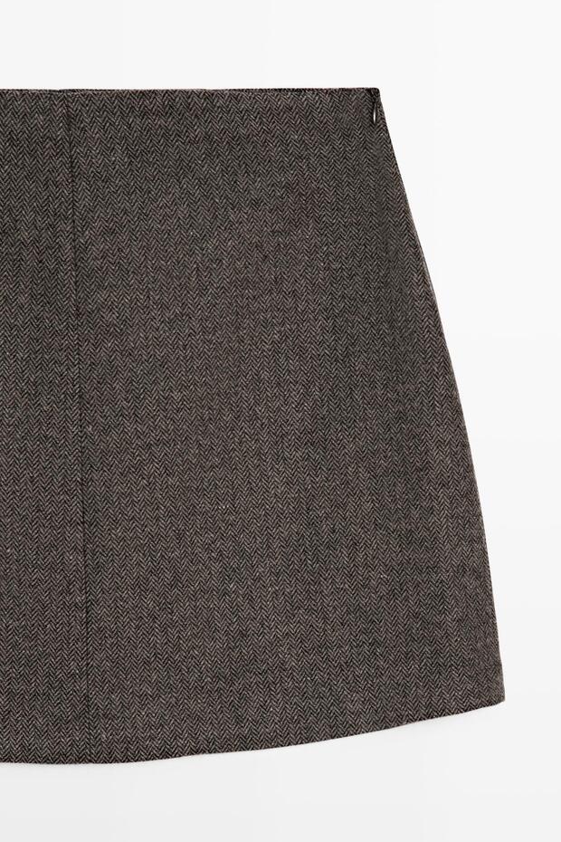 Yün karışımlı mini etek - 7