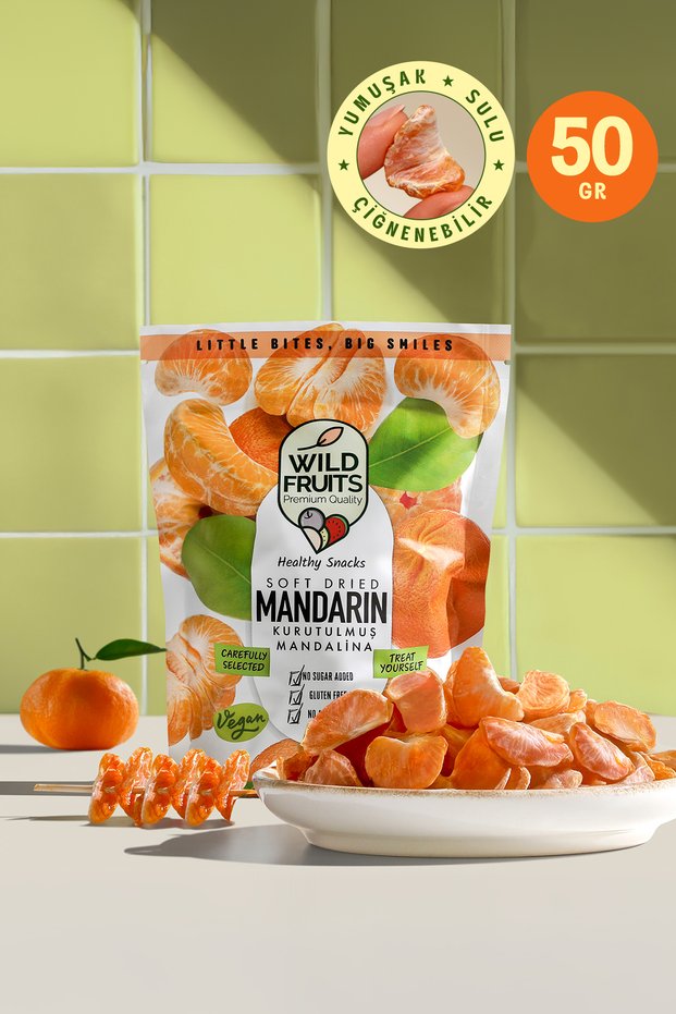 Dried Fruit Tangerine - No Additives No Added Sugar Vegan Soft Dried Fruit 50 Gr