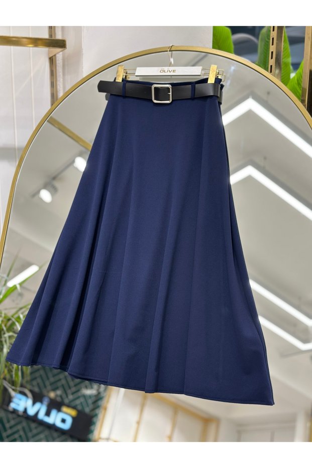 Belted Scuba Crepe Long Hijab Skirt – 90 cm | Elegant & Flowing