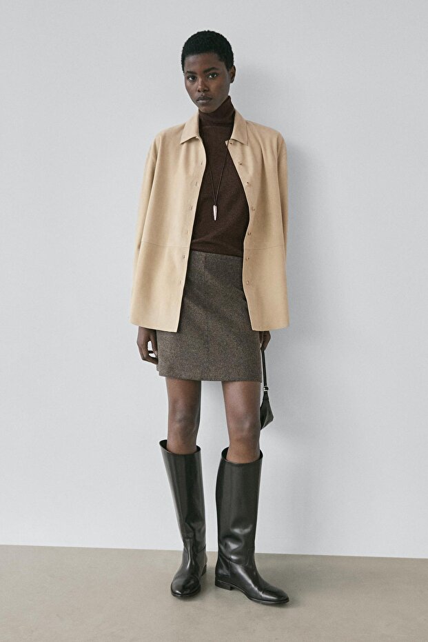 Yün karışımlı mini etek - 3