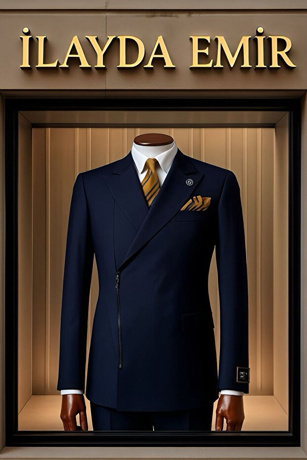 Premium Design, Swallow Neck, Slim Fit, Zipper Closure, 6 Drop, Men's Suit