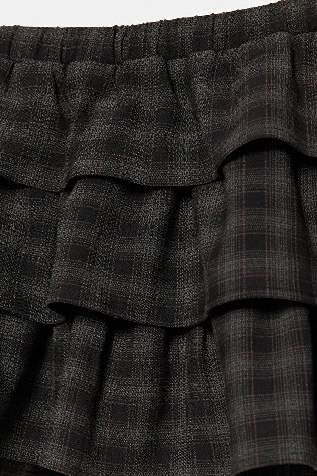 Volanlı kareli şort etek - 6