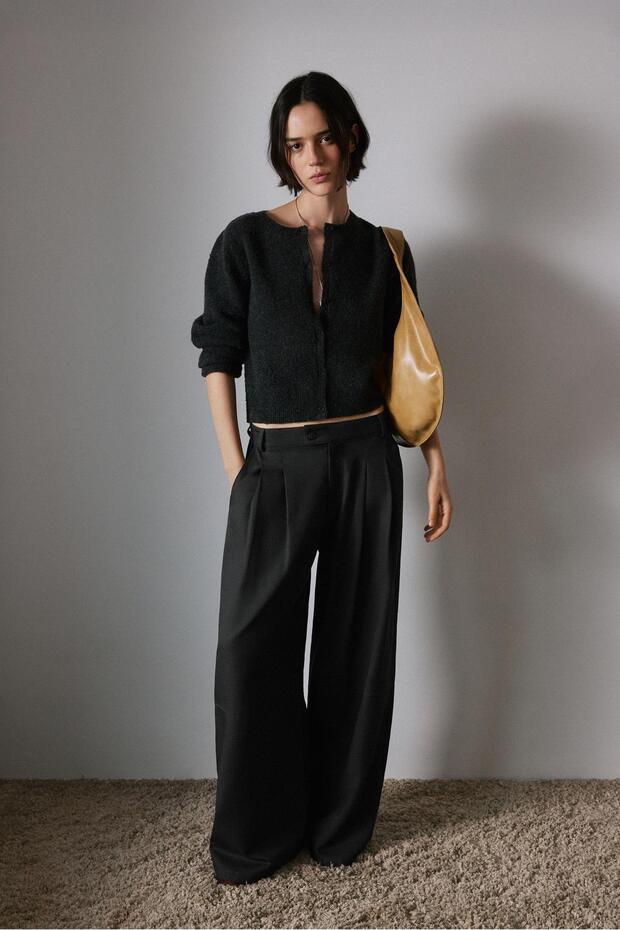 Geniş paça pensli pantolon - 1