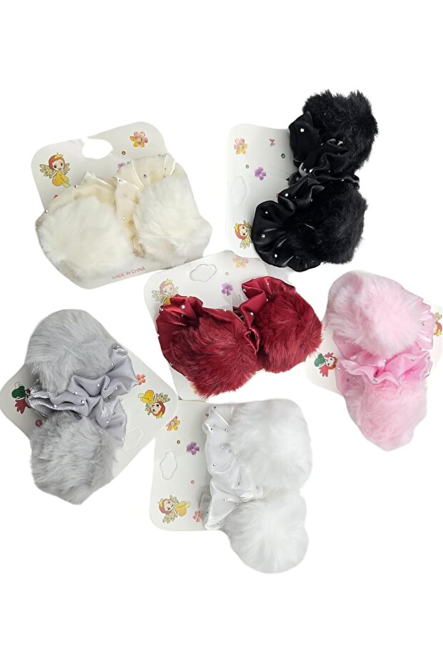 Pom Pom Hair Scrunchies | Soft Hair Rubber Bands for Girls, Toddlers & Infants | Cute Hea