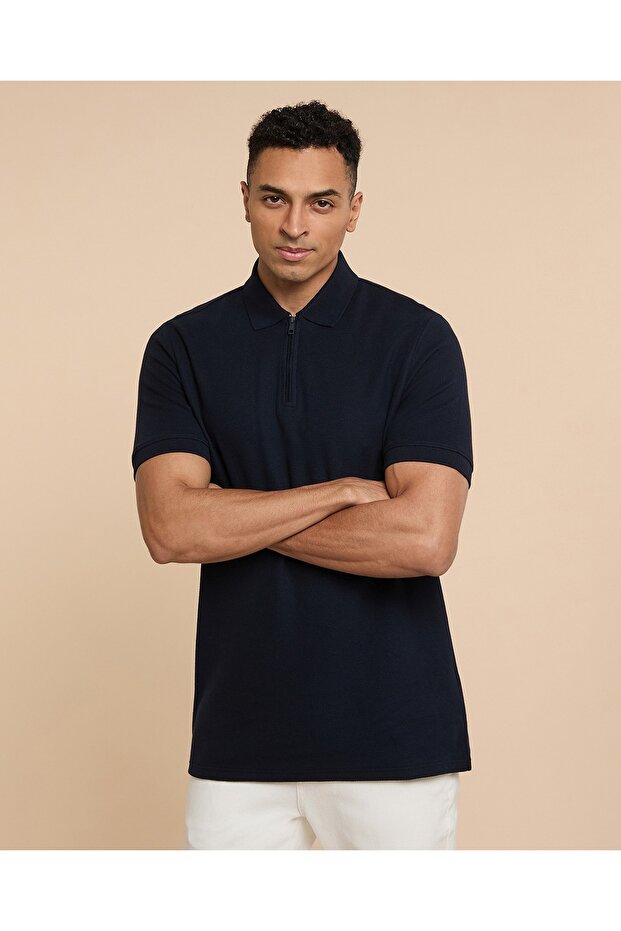 Solid Polo T-Shirt with Short Sleeves