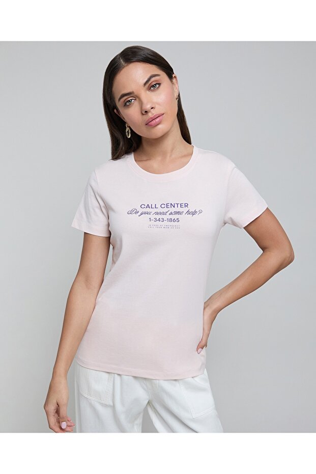 Printed T-Shirt with Crew Neck and Short Sleeves