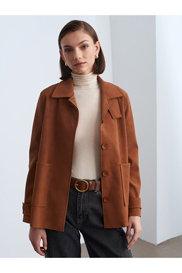 60778 Süet Ceket-Camel - 3
