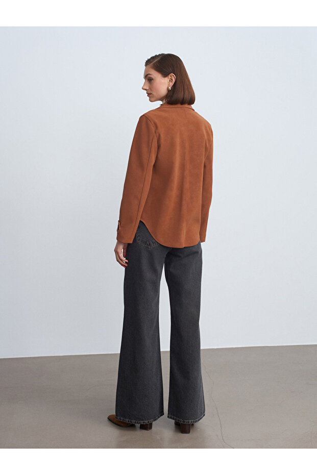 60778 Süet Ceket-Camel - 2