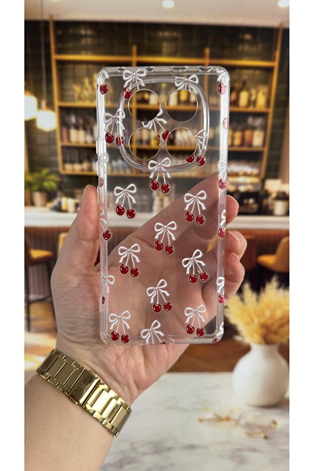 غطاء شفاف متوافق مع ريدمي نوت 14 برو 4G بنمط الكرز، مقاوم للصدمات مع حماية للكاميرا - 2