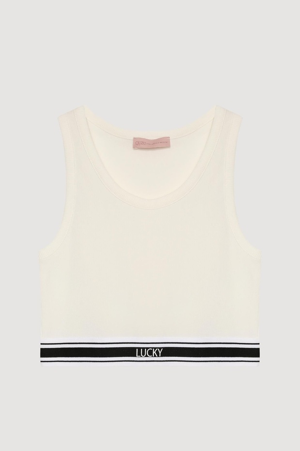 Tire Detailed Tank Top Ecru
