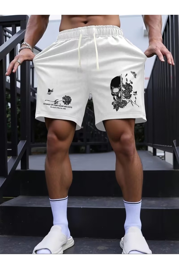 Unisex Printed Combed Cotton Shorts