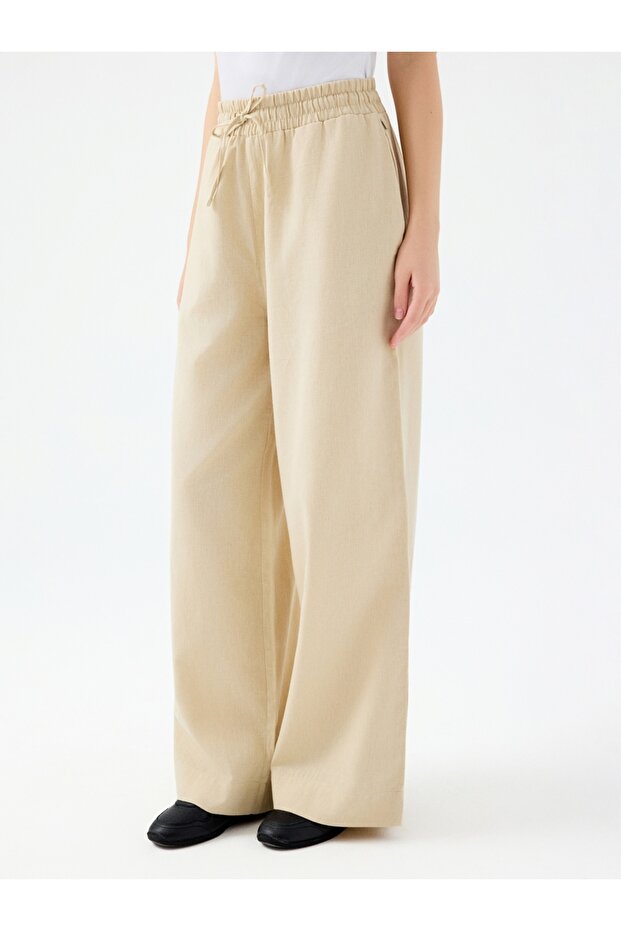 Regular Fit Kadın Kanvas Pantolon Lf2038407 BEIGE - 5