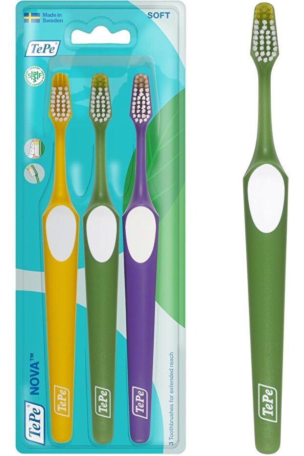 فرشاة أسنان نوفا، ناعمة، 3 قطع - 1