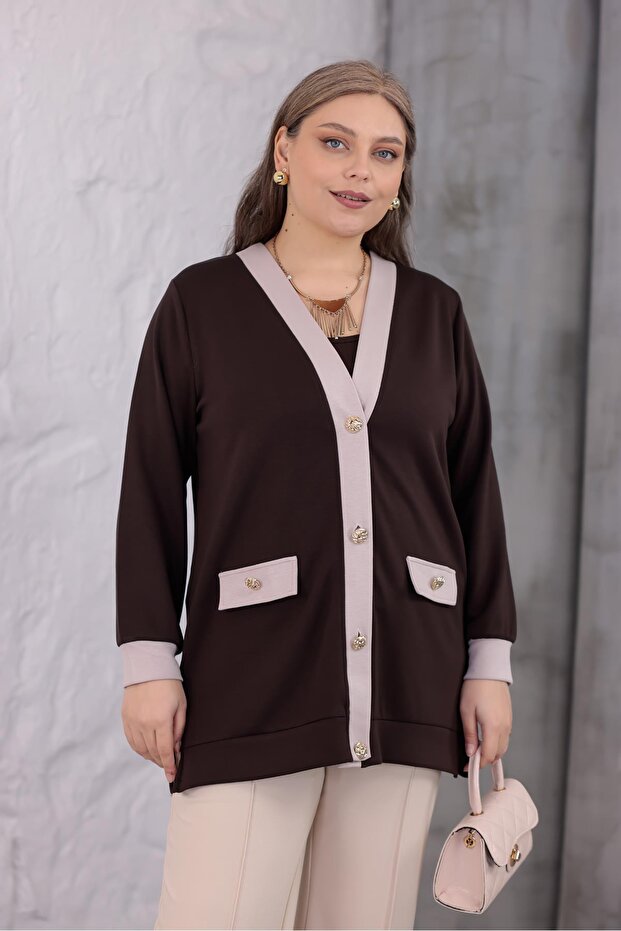 سترة بأزرار مقاس كبير - 3