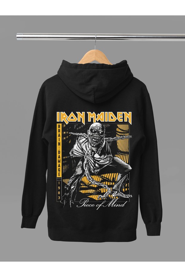 Iron Maiden New Season Printed Cotton Long Sleeve Fleece-Lined 3 Yarn Hooded Rock Sweatshirt