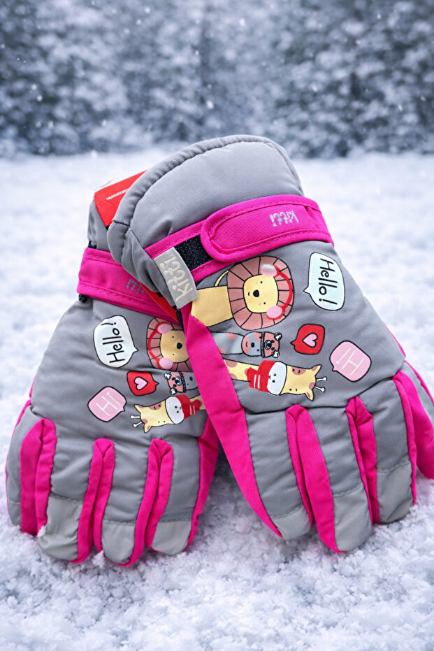 Kitti 4-9 Years Old Girls' Snow Skiing Winter Gloves Lined Cold-Proof Wind Water Repellent Reflective