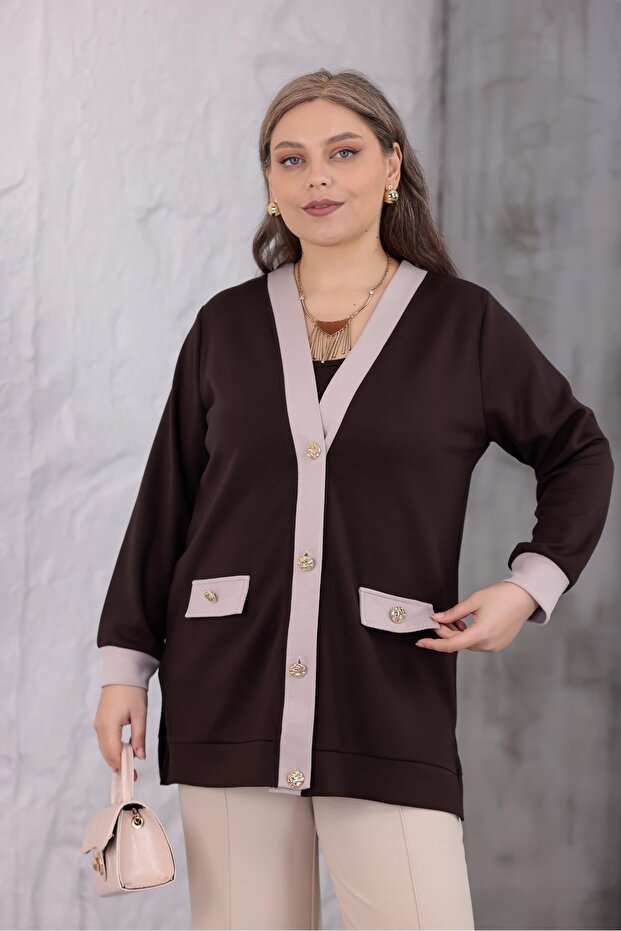 سترة بأزرار مقاس كبير - 1