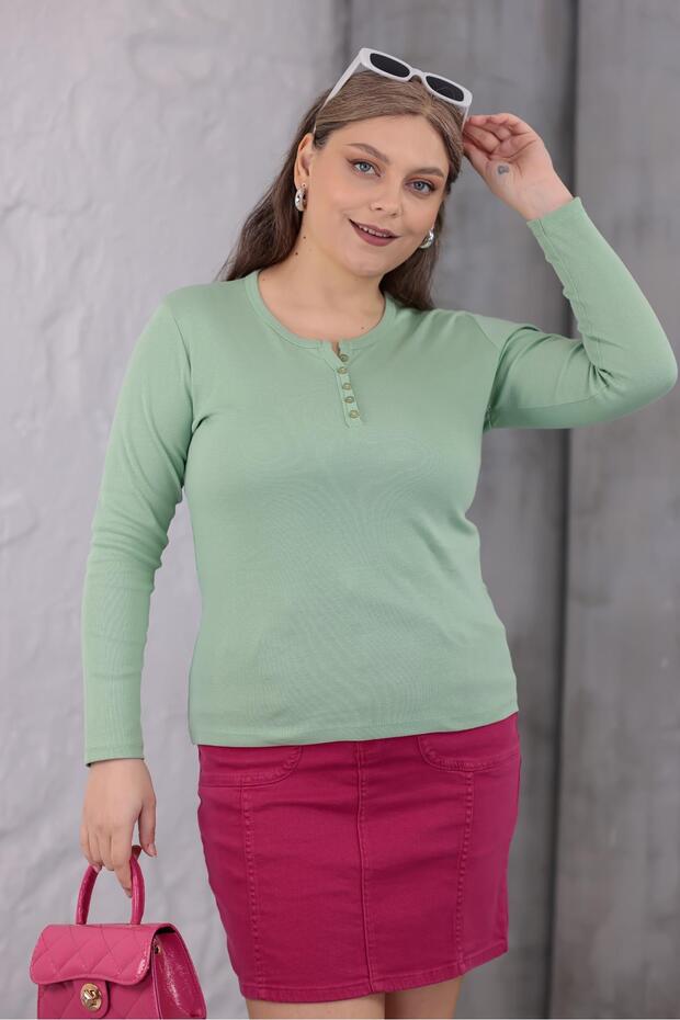 Plus Size Cotton Stretch Fabric Basic Blouse - 4